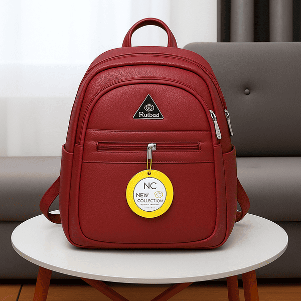 Premium Brown Faux Leather Backpack